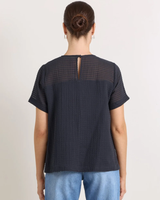 Adorne Lori Textured Cotton Top Ink