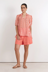 Adorne Sandra Stripe Top Peach/ Coral