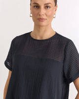 Adorne Lori Textured Cotton Top Ink