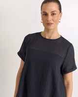 Adorne Lori Textured Cotton Top Ink