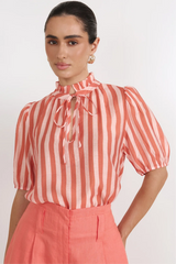 Adorne Sandra Stripe Top Peach/ Coral