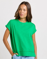 Betty Basics Shirley Cotton Slub T-Shirt Green