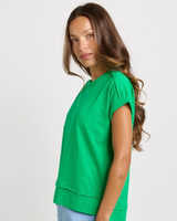 Betty Basics Shirley Cotton Slub T-Shirt Green