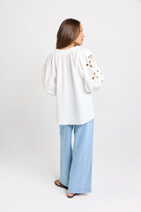 Betty Basics Daisy Broderie Blouse White