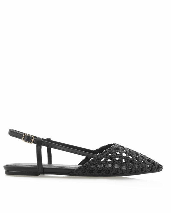  Billini Alexandra Black Woven Sling Back Flats