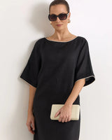 Adorne Clara Short Linen Dress