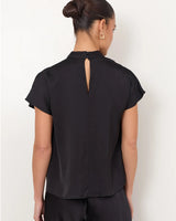 Adorne Iris Short Sleeve Top Black