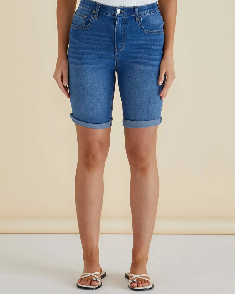 Betty Basics Bonnie Bermuda Shorts Indigo Mix Blue