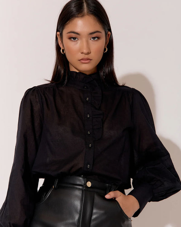  Adorne Jane Voile Long Sleeve Shirt Black