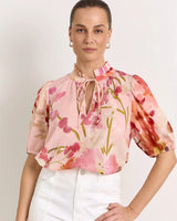 Adorne Sandra Cotton Top Cotswold Print