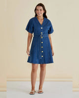 Betty Basics Fiori Denim Dress Mid Wash Blue