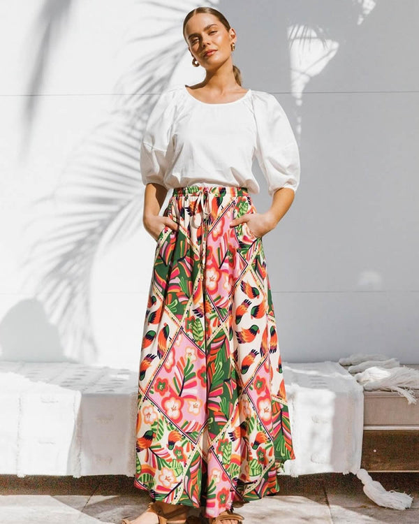  Label of Love Calista Multi Print  Maxi Skirt