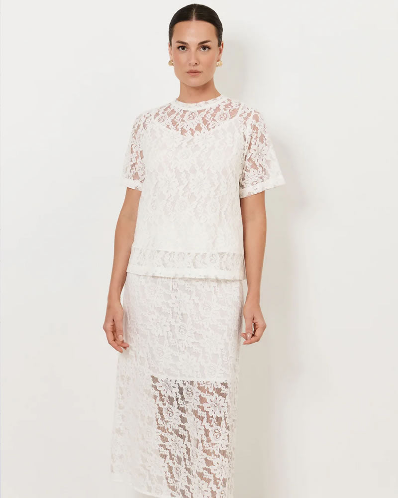 Adorne Arden Lace Short Sleeve Top