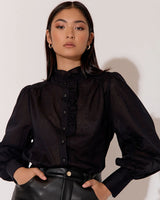 Adorne Jane Voile Long Sleeve Shirt Black