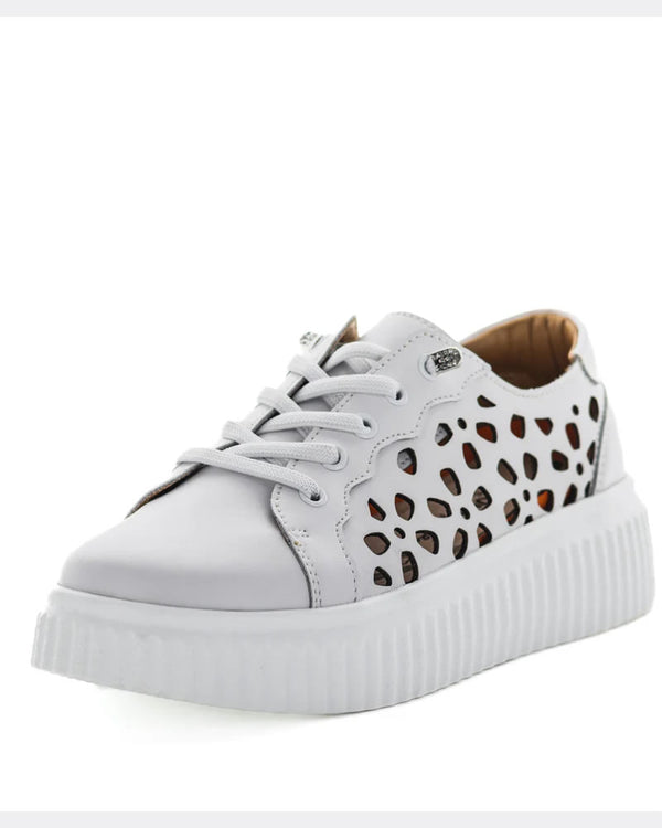  Just Bee Camilla White Leather Sneakers
