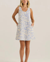 Sass Kaia Shift Dress Blue/ White Print