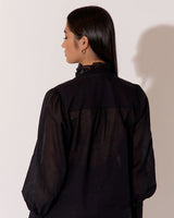 Adorne Jane Voile Long Sleeve Shirt Black