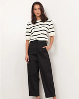 Adorne Kai Stripe Knit Top Cream/Black