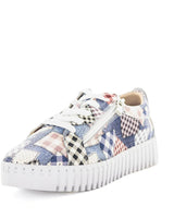 Just Bee Climber Blue Patch Leather Chunky Sneakers