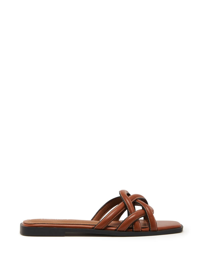 Therapy Shoes Gabrielle Dark Tan Burnished Slides