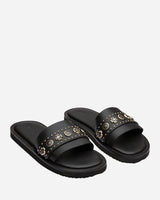 Sol Sana Cleo Leather Slides with Contrasting Metal Hardware