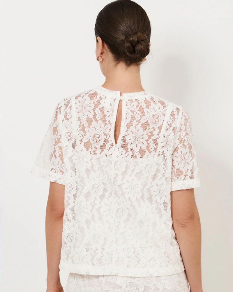 Adorne Arden Lace Short Sleeve Top