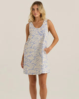 Sass Kaia Shift Dress Blue/ White Print