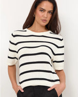 Adorne Kai Stripe Knit Top Cream/Black