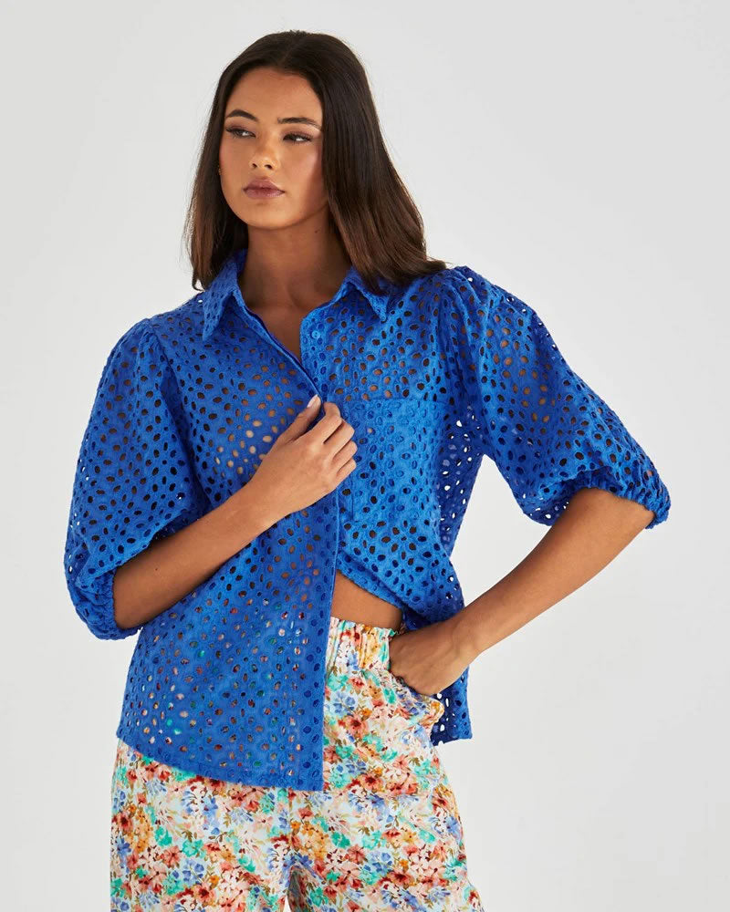 Sass Steva Shirt Bright Blue