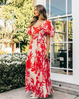 Ebby + I Bonnie Red Floral Maxi Dress