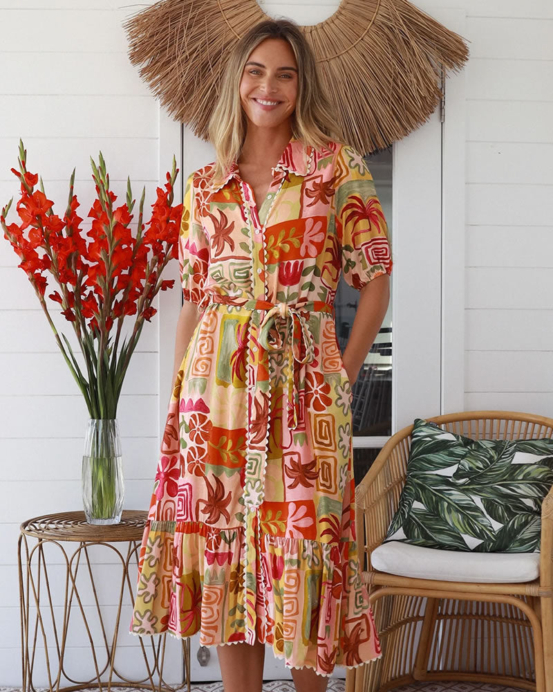 Salty Palm Natalie Short Sleeve Midi Dress