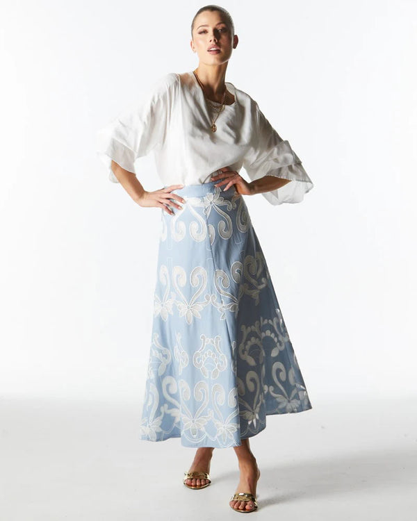  Fate + Becker The Avenue Midi Skirt Chambray