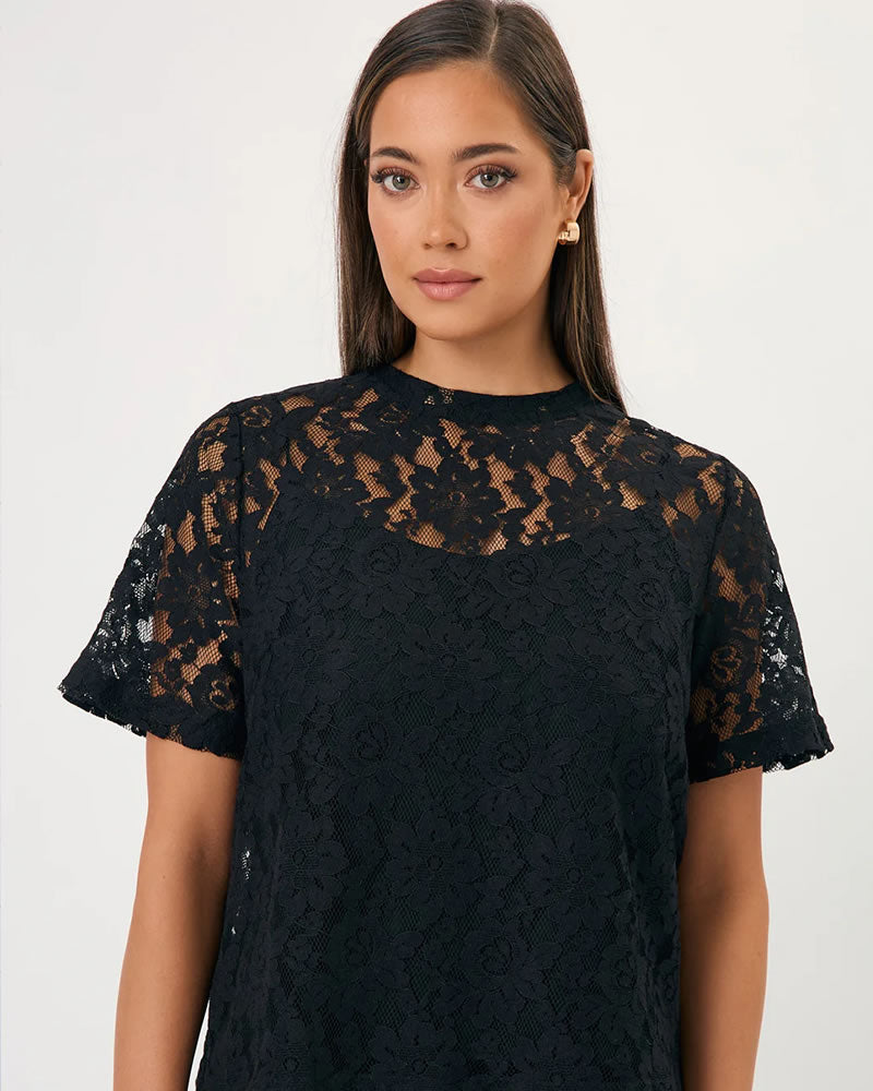 Adorne Arden Lace Short Sleeve Top
