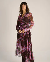 Fate + Becker Isla Wrap Dress Dark Flower Print