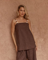 Sass India Embroidered Tunic Top Chocolate