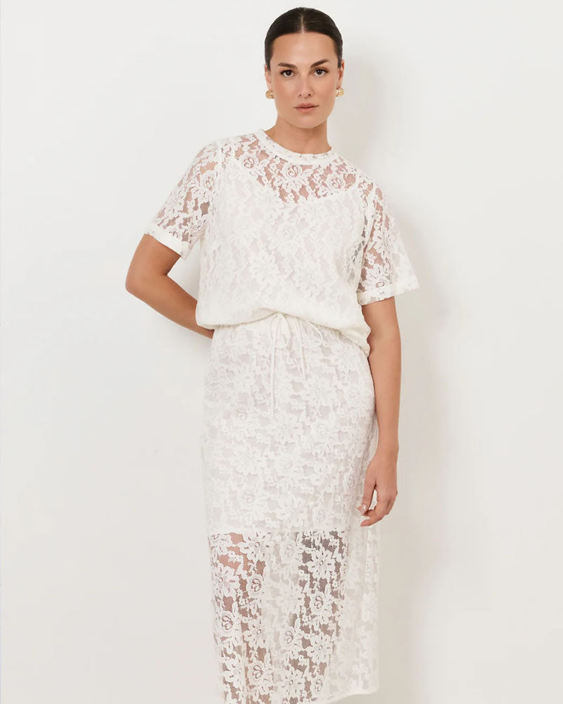 Adorne Mae Lace Midi Skirt