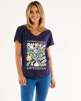 Betty Basics Amber Flower Market Print Tee