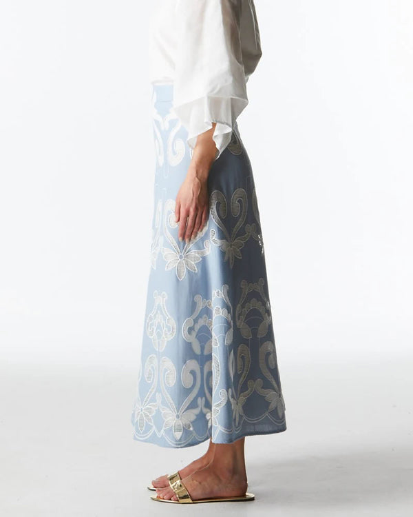  Fate + Becker The Avenue Midi Skirt Chambray