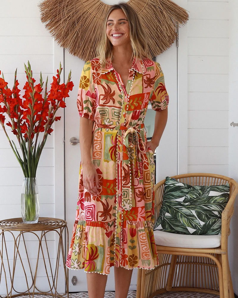 Salty Palm Natalie Short Sleeve Midi Dress