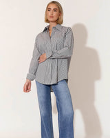 Adorne Dayna Stripe Split Sides Button-up Shirt