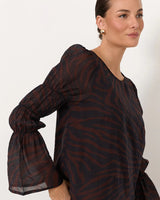 Adorne Johanna Zebra Print Long Sleeve Top