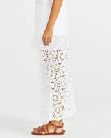 Sass Clover Lace Knit Skirt White