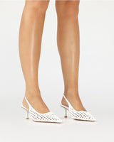 Billini Florrie Woven White Slingback Heels