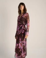 Fate + Becker Isla Wrap Dress Dark Flower Print