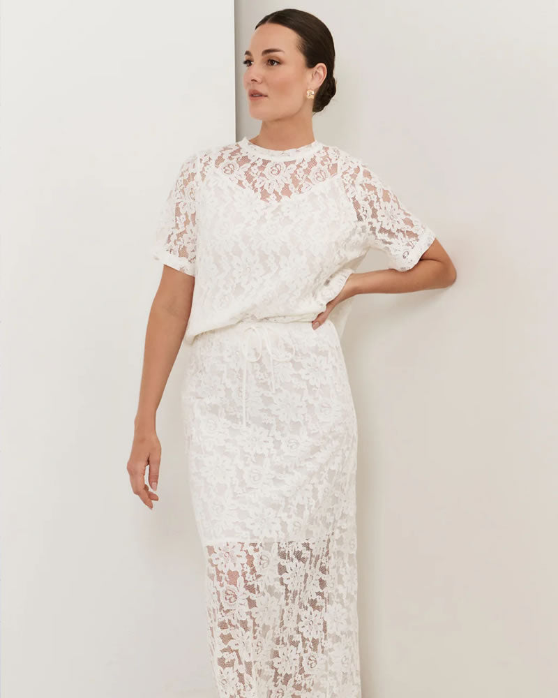 Adorne Mae Lace Midi Skirt