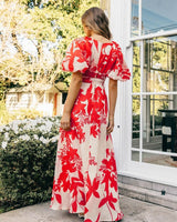 Ebby + I Bonnie Red Floral Maxi Dress