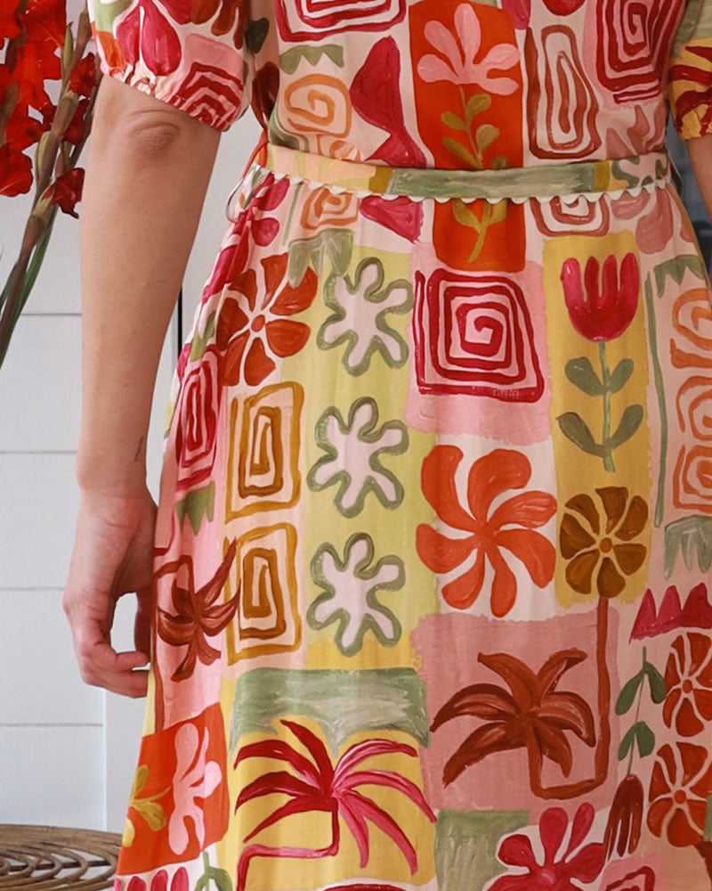 Salty Palm Natalie Short Sleeve Midi Dress