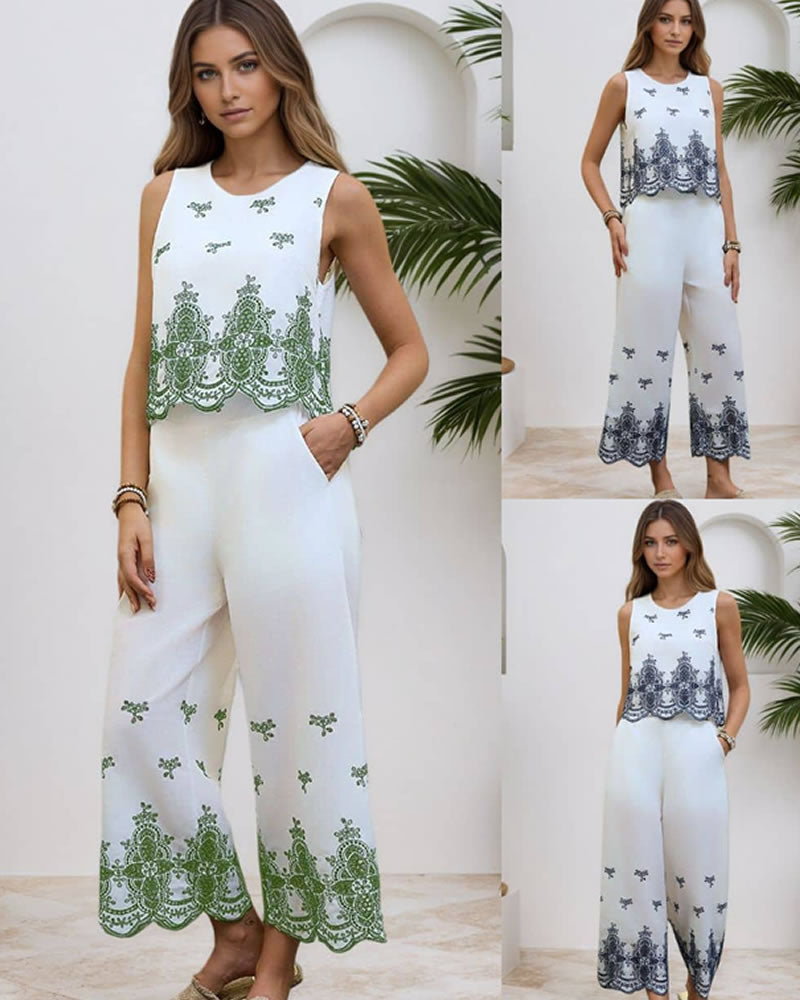 Mutig Zoe Embroidered Top & Pants Set