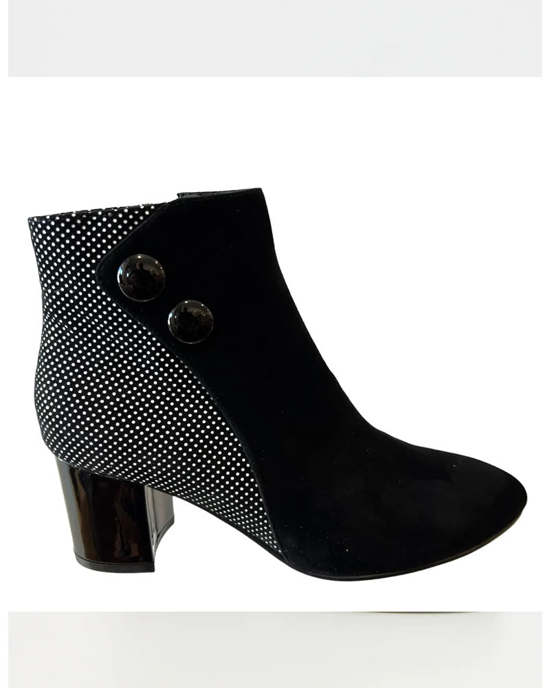 Vago Huffy Black Suede & Contrasts Leather  Ankle Boots