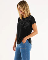 Betty Basics Hailey Embellished Black Tee